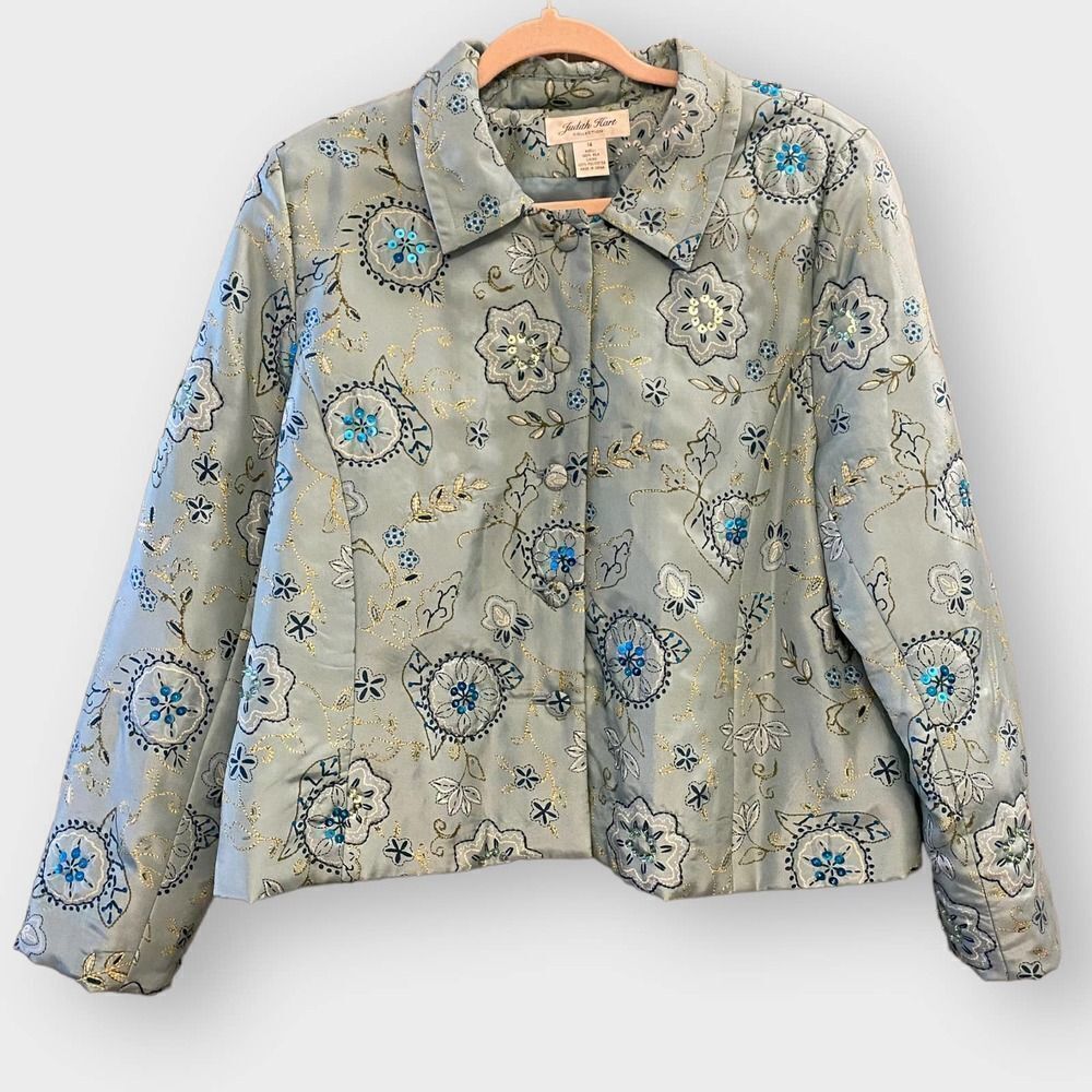 Vintage Judith Hart Blue Silk & Sequins Jacket